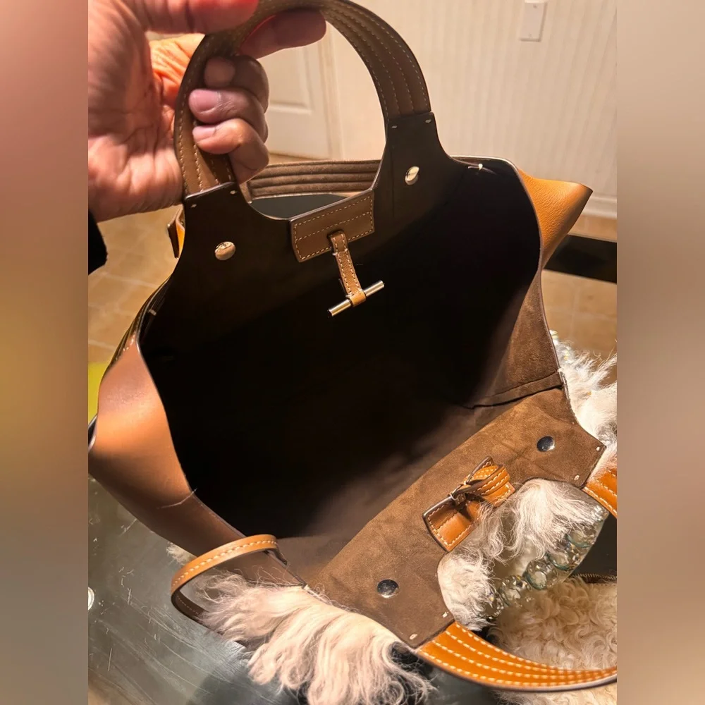 Tory Burch Rory Mini Shearling Tote Bag
